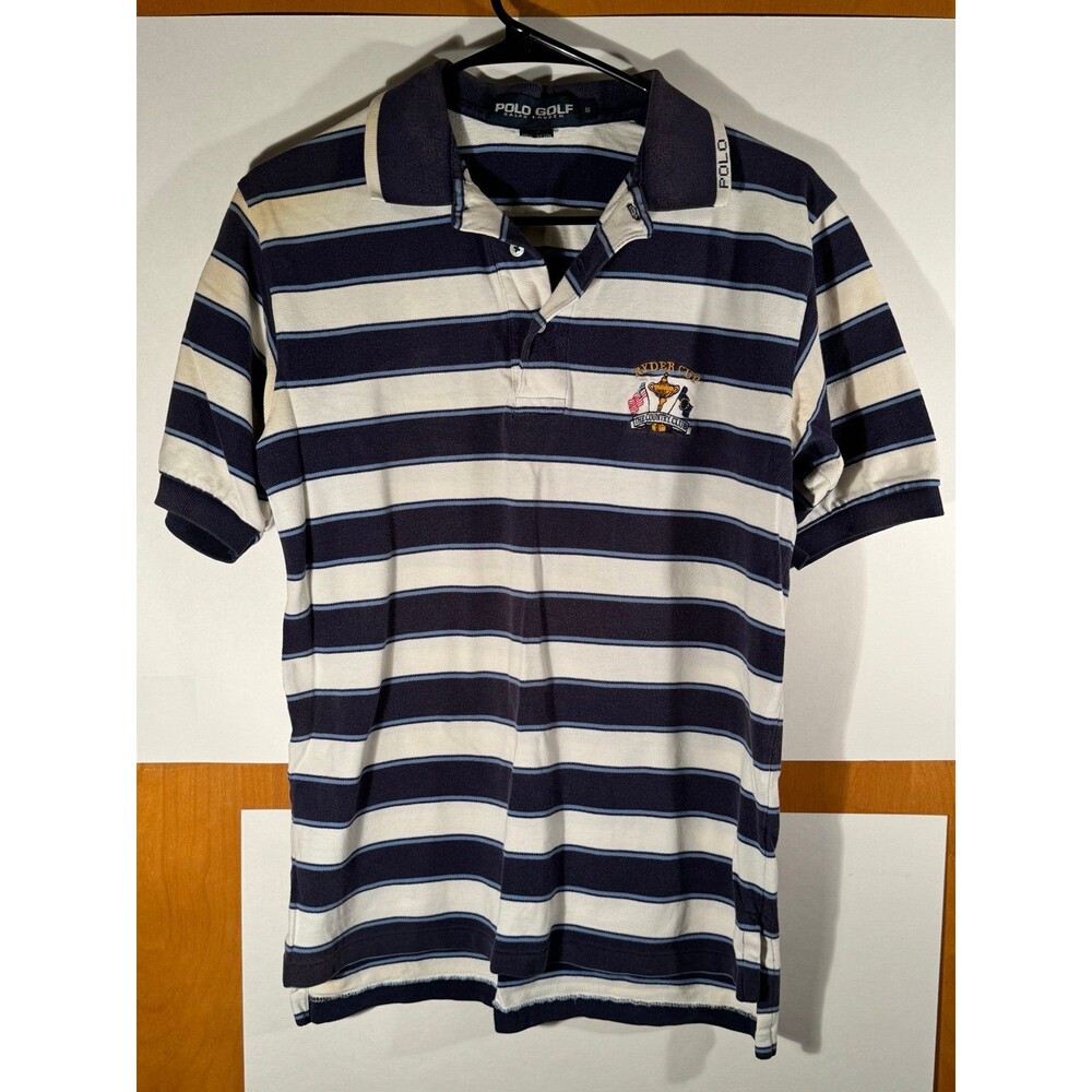 Polo Golf Ralph Lauren Ryder Cup "The‎ Country Club" Blue Striped Shirt Sz Small